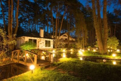 Garden with Eco-Friendly LED Lighting