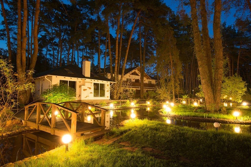 Garden with Eco-Friendly LED Lighting